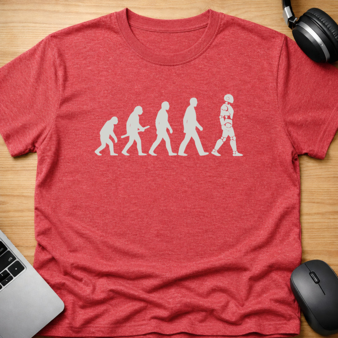 Evolution of man to robot t-shirt