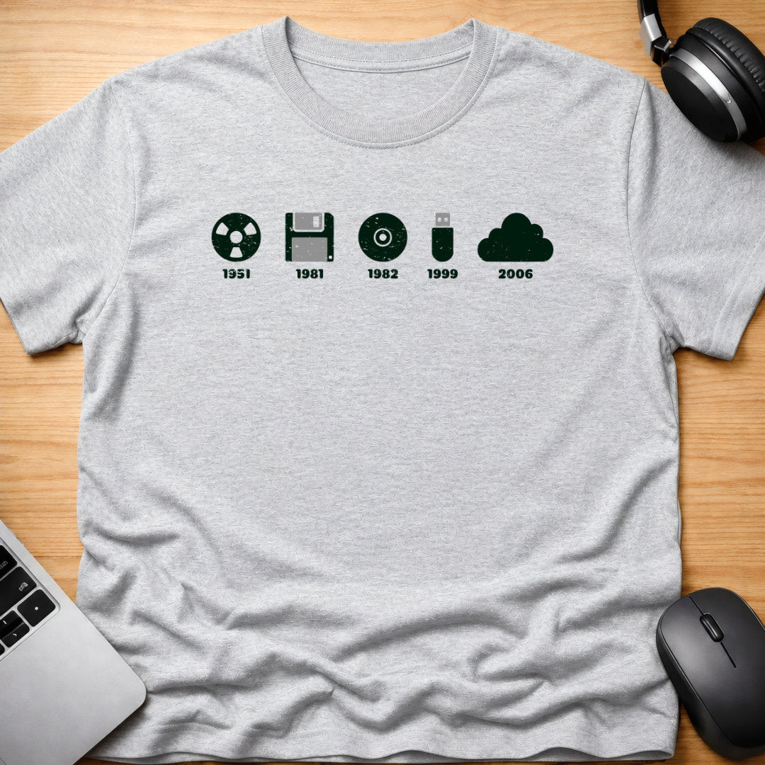 Computer media timeline t-shirt