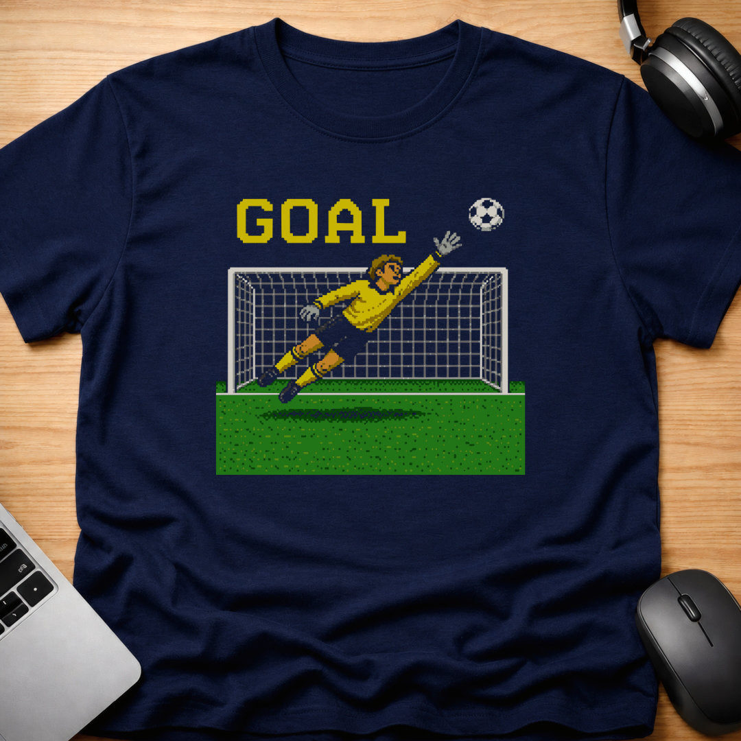 Retro graphic soccer goal t-shirt